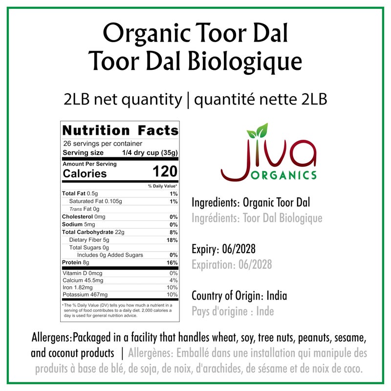Jiva Organics Jiva Organic Toor Dal Kori, Unoily, Madhi 2 Pound Bag - Indian Split Pigeon Peas - Non-GMO, Vegan - Image 2